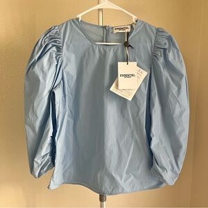 Essentiel Antwerp VICS Puffed Sleeve Light Blue Blouse Size 36 NWT
